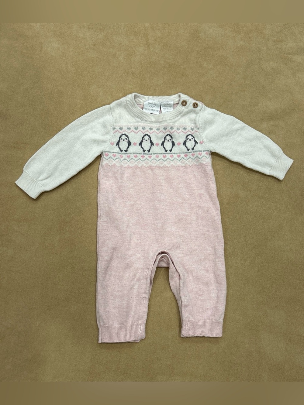 Pink and Cream Penguin Onesie